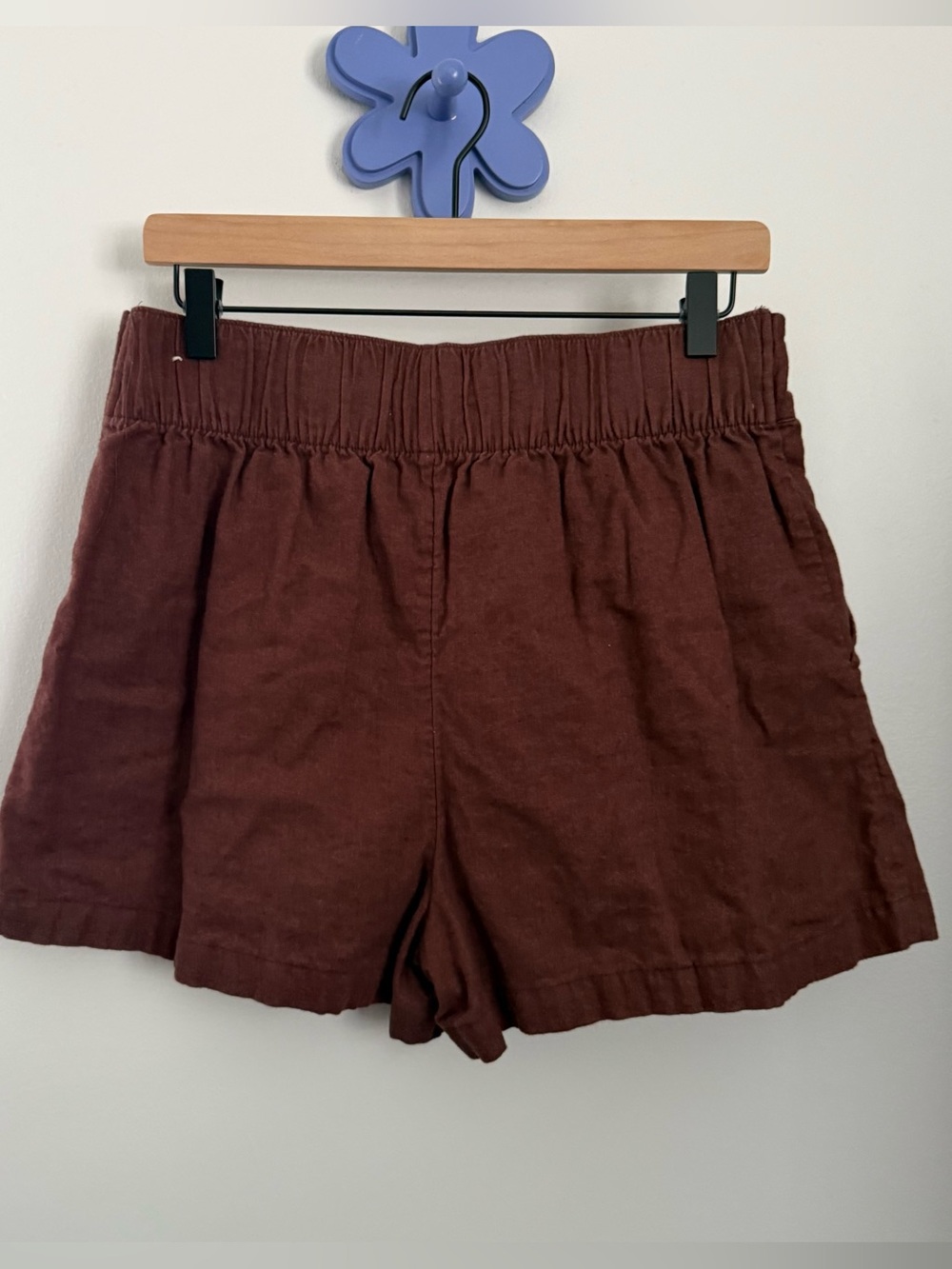 Abercrombie & Fitch Medium Linen Pleated Shorts Brown Relaxed Resort Vacation - Picture 3 of 7